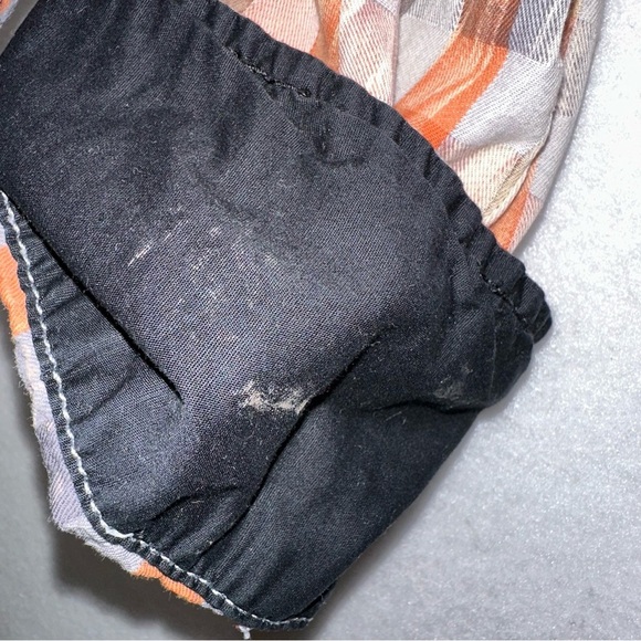 Roar Orange Faded Plaid Embellished Embroidered Button Front 3/4 Sleeve Top XL - Picture 12 of 13